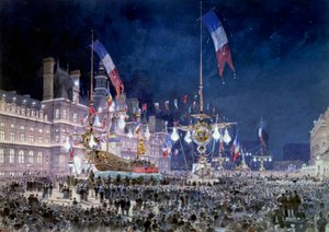 テオドール・ジョセフ・ユベール（フェドール・ホフバウアー）（1839-1922）のロシア翼の絵画のパリ市庁舎でのレセプション 1893.パリ、カルナヴァレ美術館 作： Theodor Josef Hubert Hoffbauer