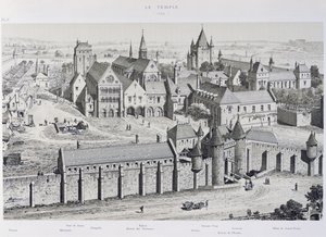 1450年の神殿の眺め、「時代を越えたパリ」、1885年のイラスト 作： Theodor Josef Hubert Hoffbauer
