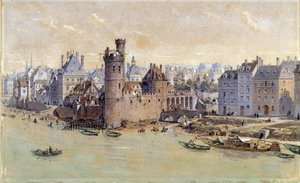 17世紀のパリ、ネスレの塔の眺め。テオドール・ジョセフ・ユベール・ホフバウアー（1839-1922）による水彩画、19世紀。パリ、カルナヴァレ美術館 作： Theodor Josef Hubert Hoffbauer