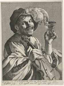 ヴァイオリンとラマーを持つ男 作： Theodor Matham