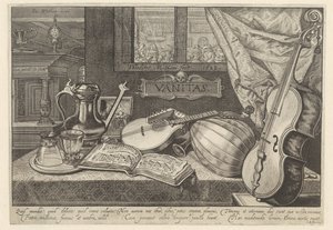 ヴァニタス 楽器のある静物 作： Theodor Matham