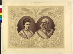 オーストリア皇帝とその家族 陛下の40歳記念結婚式の記念紙 24.1854年4月1894年 作： Theodor Mayerhofer