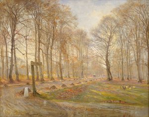 コペンハーゲンの北、Jægersborg Deer Park の晩秋の日 作： Theodor Philipsen