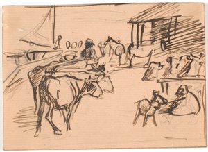 カストラップの港からの家畜の発送 作： Theodor Philipsen
