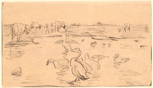 ガチョウと牛の水場 作： Theodor Philipsen