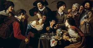 テオドール・ロンボーツ（1597-1637）の「Le charlatan - The quacksalver」。 作： Theodor Rombouts