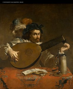 リュート奏者（キャンバスに油彩） 作： Theodor Rombouts