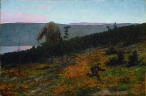 ""Askeladden et le troll"" Personnage du Folklore Norvegien - Peinture de Theodor Kittelsen (1857-1914) 1900 国立美術館、オスロ ノルウェー