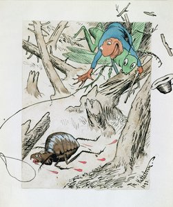 原生林でノミ狩り 作： Theodor Kittelsen