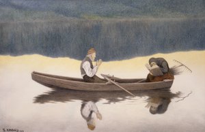 湖と川の上
