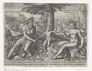 Bellenblazend jongetje 貴族の紋章と知識に値する一般人.../ Stam und Wapenbuchlein... (シリーズタイトル) 作： Theodor de Bry (attributed to)