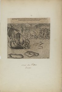 ガリシアの海軍を訴え、野蛮人のゴシップを......（著書『アメリカ』第三部より） 作： Theodor de Bry