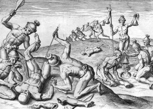 ポタノス・インディアンのクルート 作： Theodor de Bry
