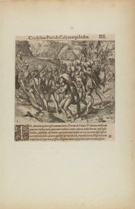 クルーデリータス・ペトライド・キャリチェ・エルガ・インドス。III.(書籍「アメリカ」第4部より) 作： Theodor de Bry