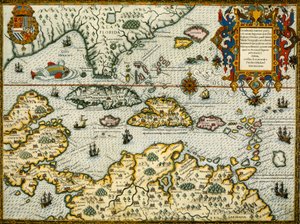 カリブ海とフロリダのデブライ地図1594 作： セオドア・ド・ブライ