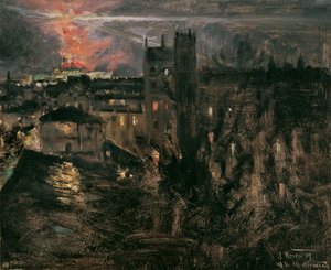 エッフェル塔のある夜のパリ 作： Theodor von Hormann
