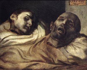 拷問犠牲者の頭部（キャンバスに油彩） 作： Theodore (after) Gericault