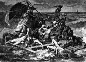 ジェリコーの絵の後の「メドゥーサの筏」（エングレービング 作： Theodore (after) Gericault