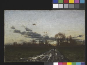日の出（キャンバスに油彩） 作： Theodore Clement Steele
