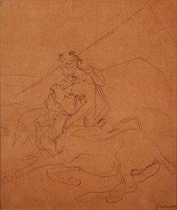 瀕死の馬の頭を抱えているアラブ 作： Theodore Gericault