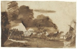 馬と兵士のいるビバーク 作： Theodore Gericault