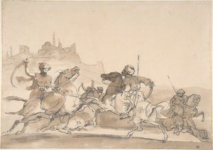 東方の騎馬兵たちの戦い 作： Theodore Gericault