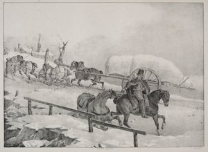 4つの多様な主題：丘を登るワゴン。 作： Theodore Gericault