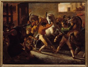 ローマの自由競馬。テオドール・ジェリコー（1791-1824）の絵画 作： Theodore Gericault