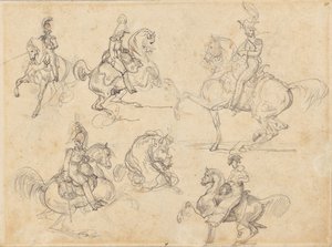 馬と騎手（レクト）；馬（裏面） 作： Theodore Gericault