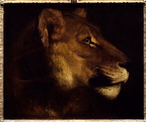 ライオンの頭の絵 テオドール・ジェリコー（1791-1824） 19世紀 日0.55x0.65 m パリ、ルーヴル美術館- 雌ライオンの頭部。セオドア・ジェリコー(1791-1824)の絵画
