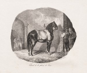 馬のリトグラフ研究：Pl。 7、カーン平原の馬、1822年。 作： Theodore Gericault