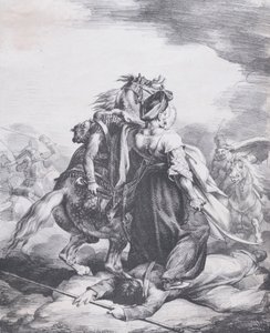 負傷したトランペッターを擁護するマムラック、1818年。 作： Theodore Gericault