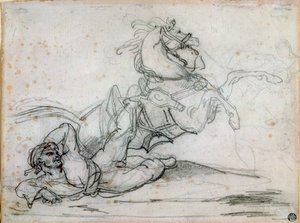 マメルークが馬の下に落ちる 作： Theodore Gericault