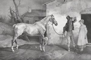 旅館のドアの古い馬、1822年。 作： Theodore Gericault