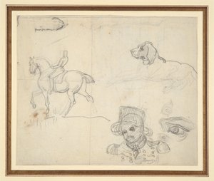 スケッチ集（馬、犬、兵士の頭部） 作： Theodore Gericault