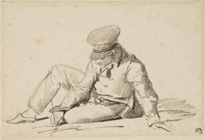 路上で絵を描いている少年 作： Theodore Gericault
