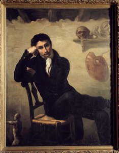 アトリエでの芸術家の肖像 テオドール・ジェリコー（1791-1824）の絵画 19世紀 日。1,47x1,14 m 。 作： Theodore Gericault