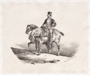 郵便配達員または 2 頭の馬具をつけた馬 作： Theodore Gericault