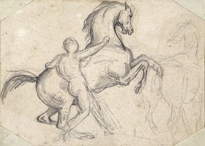 裸の男が抱く種牡馬の飼育 作： Theodore Gericault