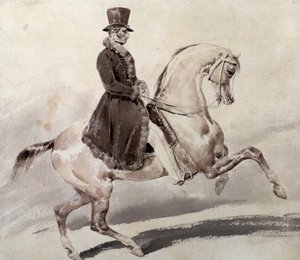 毛皮で縁取られたコートを着たライダー 作： Theodore Gericault