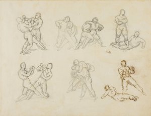 7組のボクサーのスケッチ 作： Theodore Gericault
