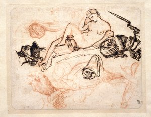 ミケランジェロの「夜」、擲弾兵、その他の素描を含む習作帳 作： セオドア・ジェリコー