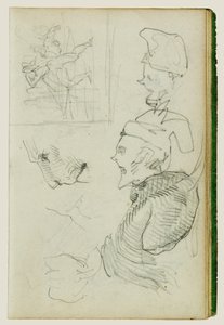 ライオンの習作、構成的な群像の習作、2つの戯画的な頭部の習作 作： Theodore Gericault