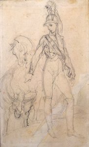竜騎兵と彼の馬の研究 作： Theodore Gericault