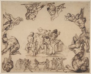 『溺れる男の救助』（表）；『馬の習作』（裏） 作： Theodore Gericault