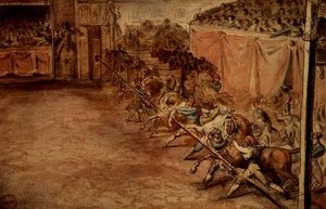 コルソでのレース（鉛筆、ペン、インク、水彩 作： Theodore Gericault