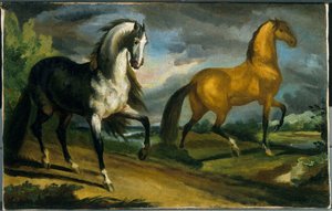 2頭の馬 作： Theodore Gericault