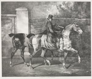 ジョッキーによる2頭の馬の運動 作： Theodore Gericault