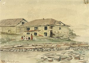 廃墟と化す建物、アラスカ、1884年 作： セオドア・J・リチャードソン