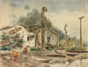 1884年、アラスカ州ランゲルの眺め 作： Theodore J. Richardson